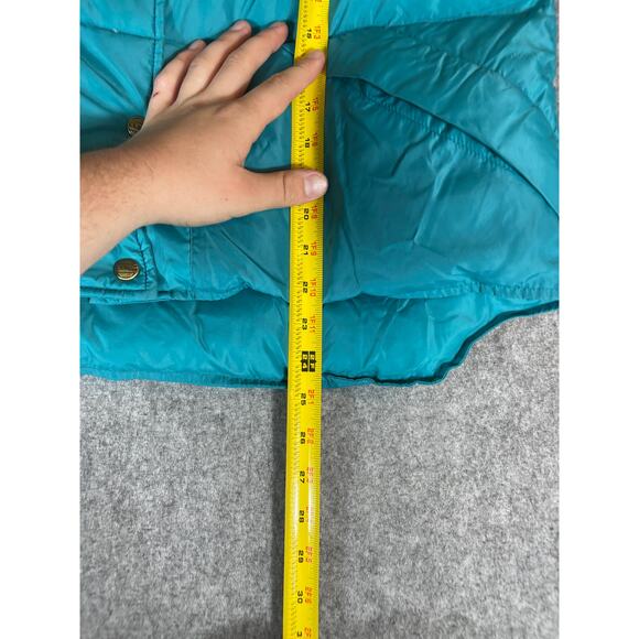 Vintage 70s LL Bean Puffer Vest Womens Large Blue Snap Up Goose Down Insulated - Picture 4 of 8